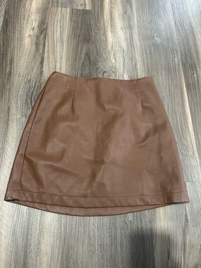 Abercrombie & Fitch Brown Faux Leather Mini Skirt